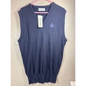 IZOD Classic Navy V-Neck Sweater‎ Vest Preppy Golf Classic Made USA Large NWT